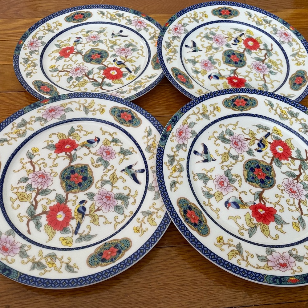 Chinoiserie Porcelain 8” Plates Set of 4